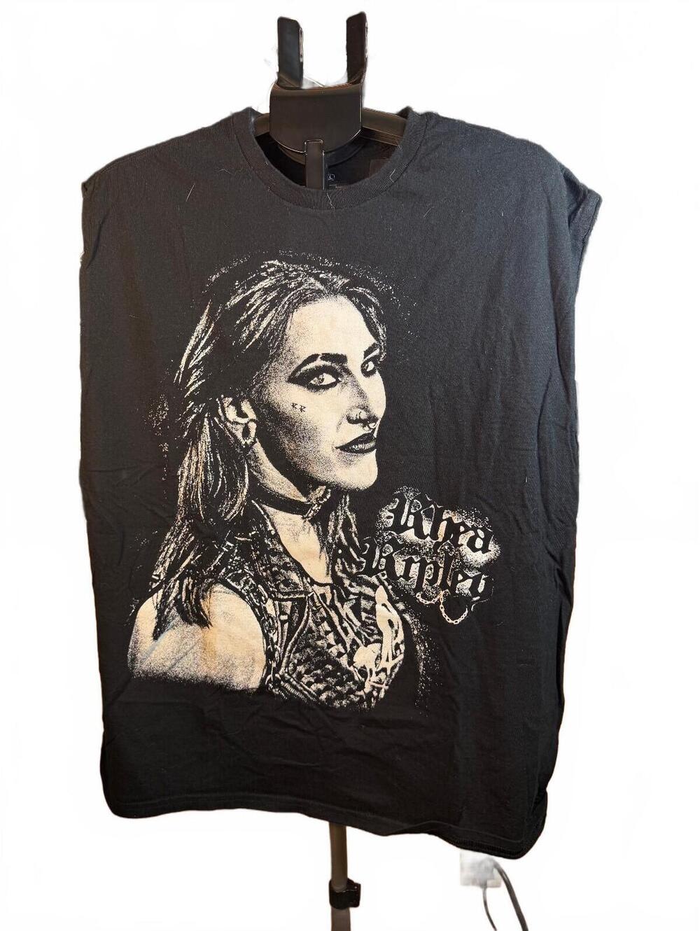 WWE Rhea Ripley Wrestling T-Shirt sz XL sleeveless muscle goth girl